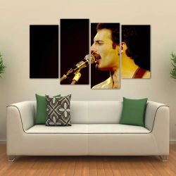 Loja Wall Frame Quadros Decorativos Para Todos Os Ambientes Quadro Decorativo Freddie Mercury Sala Em Tecido 4 Pecas 1re 140 X 80 Cm
