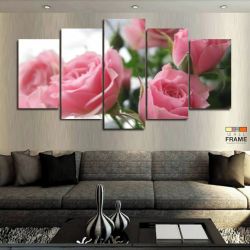 Quadros Decorativos Flores Rosas 63x130cm em Tecido