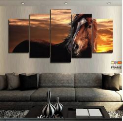 Quadro Decorativo Cavalo Hd 63x130 cm em Tecido