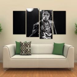 Quadro Decorativo Michael Jackson Sala Em Tecido 4 Peças 1 140 x 80 cm