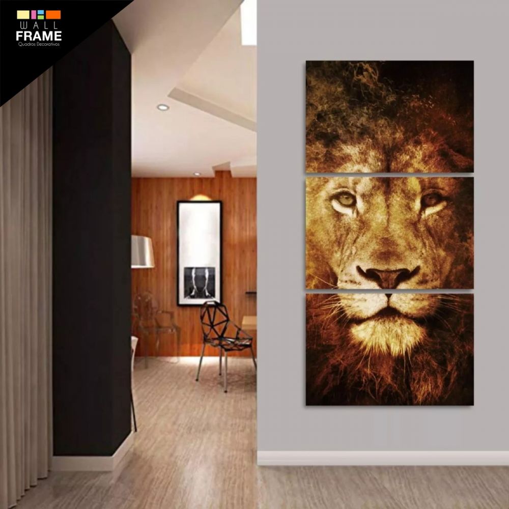 Loja Wall Frame Quadros Decorativos Para Todos Os Ambientes Quadro Decorativo Leao Moderno Em Chamas Vertical 120x60 Para Hall De Entrada Quadro leão de juda colorido tipo aquarela. quadro decorativo leao moderno