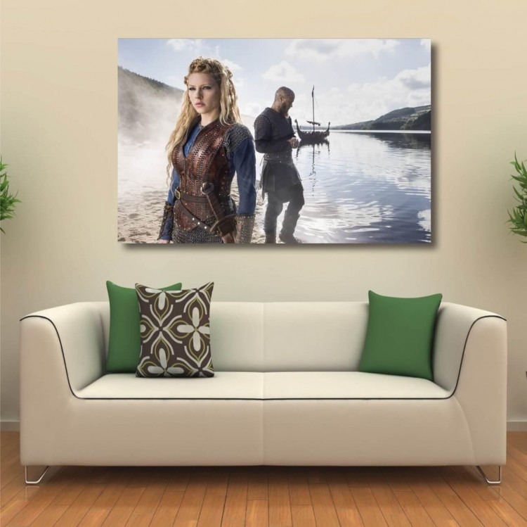 Quadro decorativo Vikigns Ragnar e Lagertha - Tela em Tecido Imagem 3