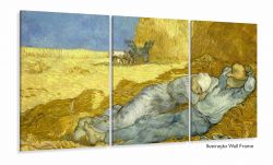 Quadro Van Gogh A Sexta Do Meio Dia Decorativo Sala 3 peças 
