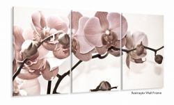 Quadro Flores Orquídeas Para Sala Recepção Tecido 3 peças