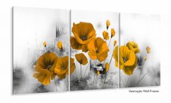 Quadro Decorativo Flores Laranja 120x60 3 peças