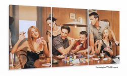 Quadro decorativo Friends Jogando Poker Arte Mosaico 3 Peças