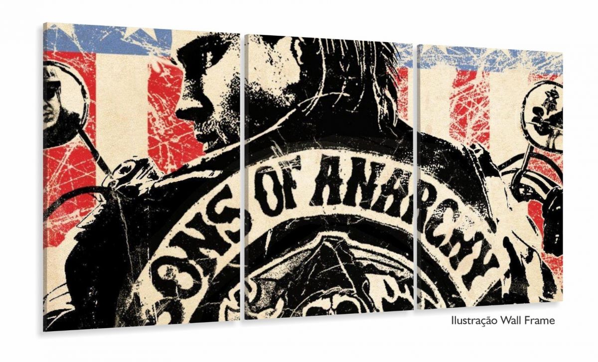 Quadro Sons Of Anarchy Séries Decorativo Em Tecido 120x60 3 peças Imagem 1