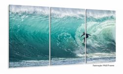 Quadro Mosaico Onda Mar Surf 5 Peças decorativo 120x60