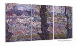 Quadro Em Tecido Van Gogh Vista Em Arles Pomar Em Flor 3 peças