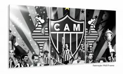 Quadro Decorativo Futebol Atlético Mineiro Tela Em Tecido 120x60 3 peças