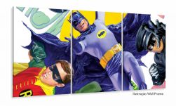 Quadro decorativo Batman e Robin Retro com Tela em Tecido
