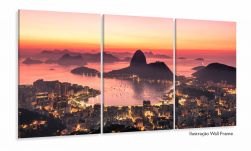 Quadro Decorativo Rio de Janeiro Entardecer 120x60 3 pçs