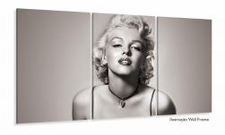 Quadro Decorativo Marilyn Monroe Mosaico 3 peças 120x60 sala