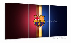 Quadro Decorativo  FC Barcelona Futebol 120x60 3 peças