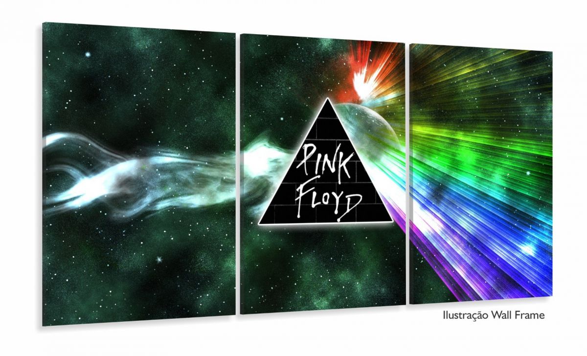 Quadro Decorativo Pink Floyd Logo 120c60 3 peças Imagem 1