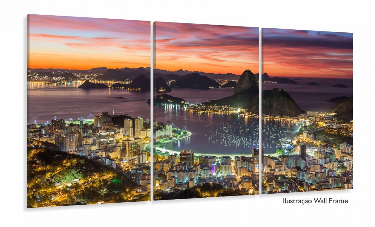 Quadro Decorativo Cidade Rio de Janeiro 120x60 3 peças Imagem 1