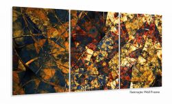 Quadro Decorativo Abstrato Fractal Mosaico 3 pçs 120x60 sala quarto