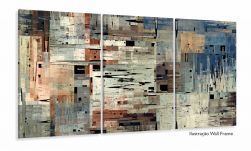 Quadro Decorativo Abstrato Mosaico sala quarto 3 pçs 120x60