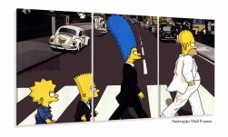 Quadro Decorativo Os Simpson - The Beatles - Tela Em Tecido