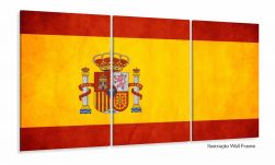 Quadro Arte Bandeira Da Espanha Mosaico 120x60 3 peças