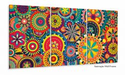Quadro Decorativo Mandalas Coloridas 120x60 3 pç