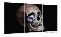 Quadros Decorativos Cranio Rock Caveira Quarto 120x60 3 peças
