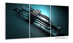 Quadro Trompete Artístico Instrumentos Em Tecido