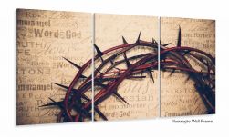 Quadros Decorativos Coroa de Espinhos Jesus Sala 120x60 3 peças