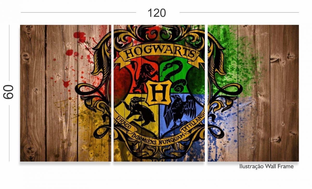 Quadros Decorativos Harry Potter 120x60 3 peças em Tecido Imagem 2