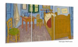 Quadro Van Gogh Quarto em Arles Decorativo Para Sala 120x60 3 peças