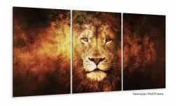 Quadro Decorativo Leão em Chamas 120x60 m1 em tecido