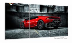 Quadro Decorativo Lamborghini Vermelha 120x60  em tecido
