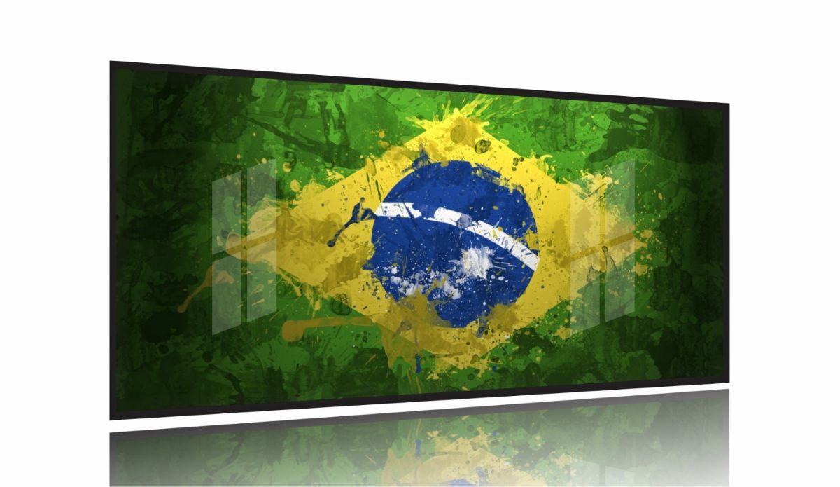 Quadro Arte Bandeira Do Brasil 130x60  Moldura Preta 2x2 Imagem 1
