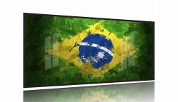 Quadro Arte Bandeira Do Brasil 130x60  Moldura Preta 2x2