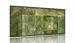 Quadro Decorativo Abstrato Fractal Verde Sala Quarto 130x60 Moldura Preta 2x2
