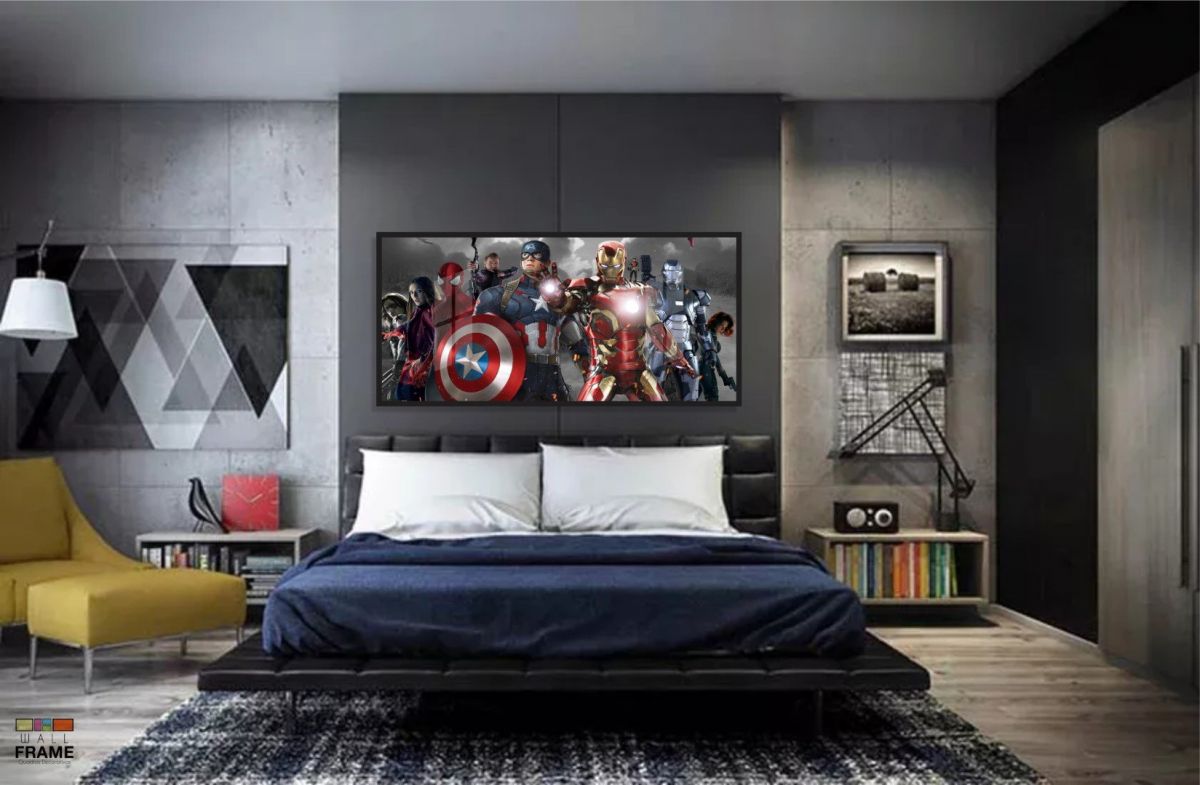 Quadro Decorativo Avengers A 130x60 Moldura Preta 2x2 Imagem 3