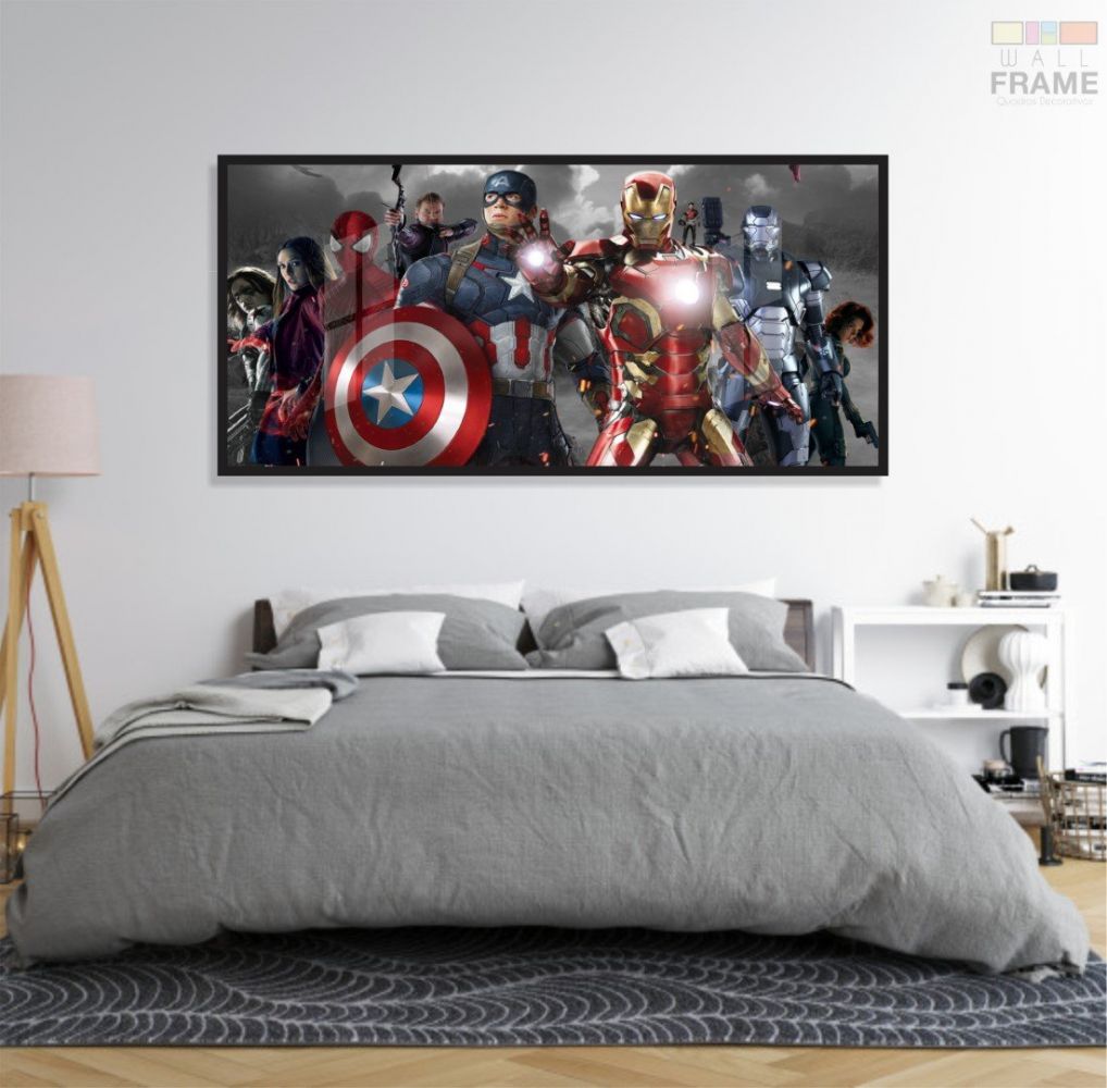 Quadro Decorativo Avengers A 130x60 Moldura Preta 2x2 Imagem 5