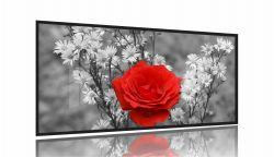 Quadro Decorativo Flor Vermelha Mosaico 130x60 Moldura Preta 2x2