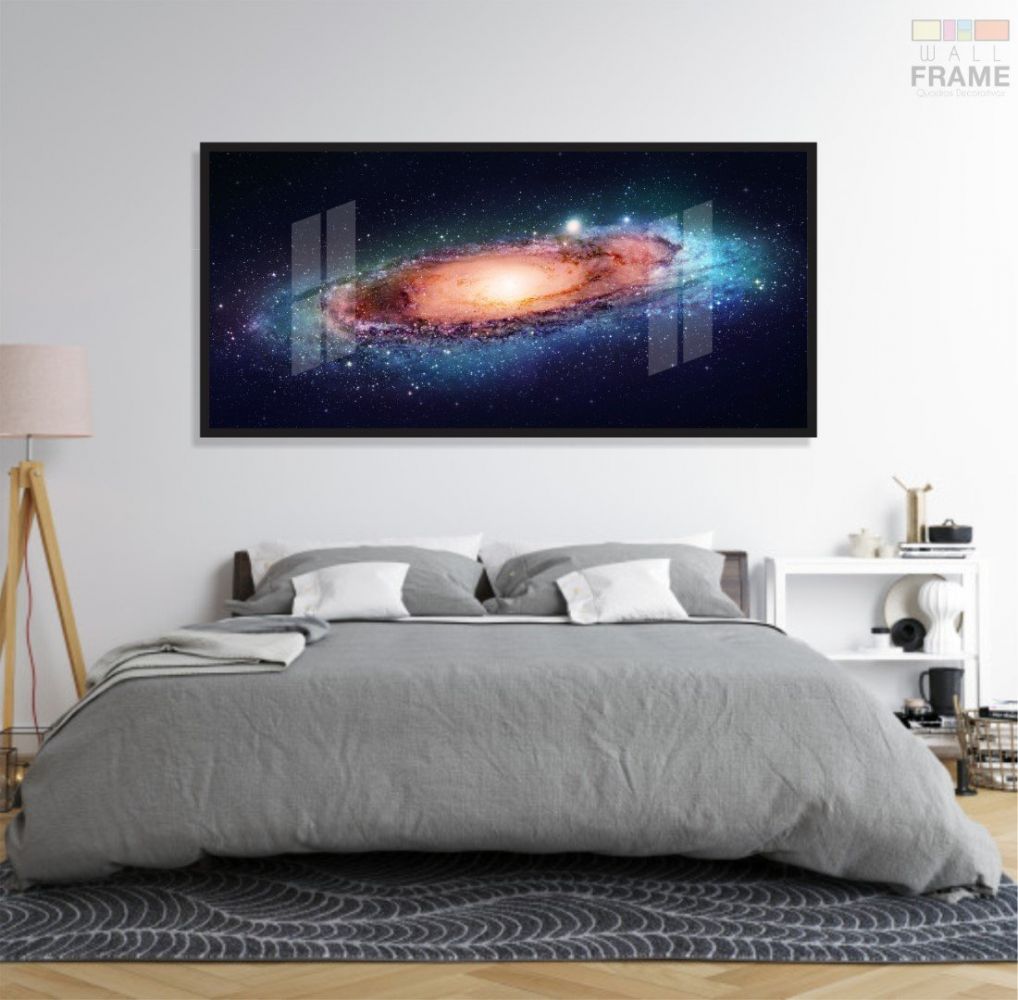 Quadro Decorativo Galáxias Universo Espaço130x60 Moldura Preta 2x2 Imagem 5