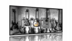 Quadro Decorativo Guitarras  130x60 Moldura Preta 2x2