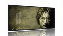 Quadro Decorativo John Lennon 130x60 Moldura Preta 2x2