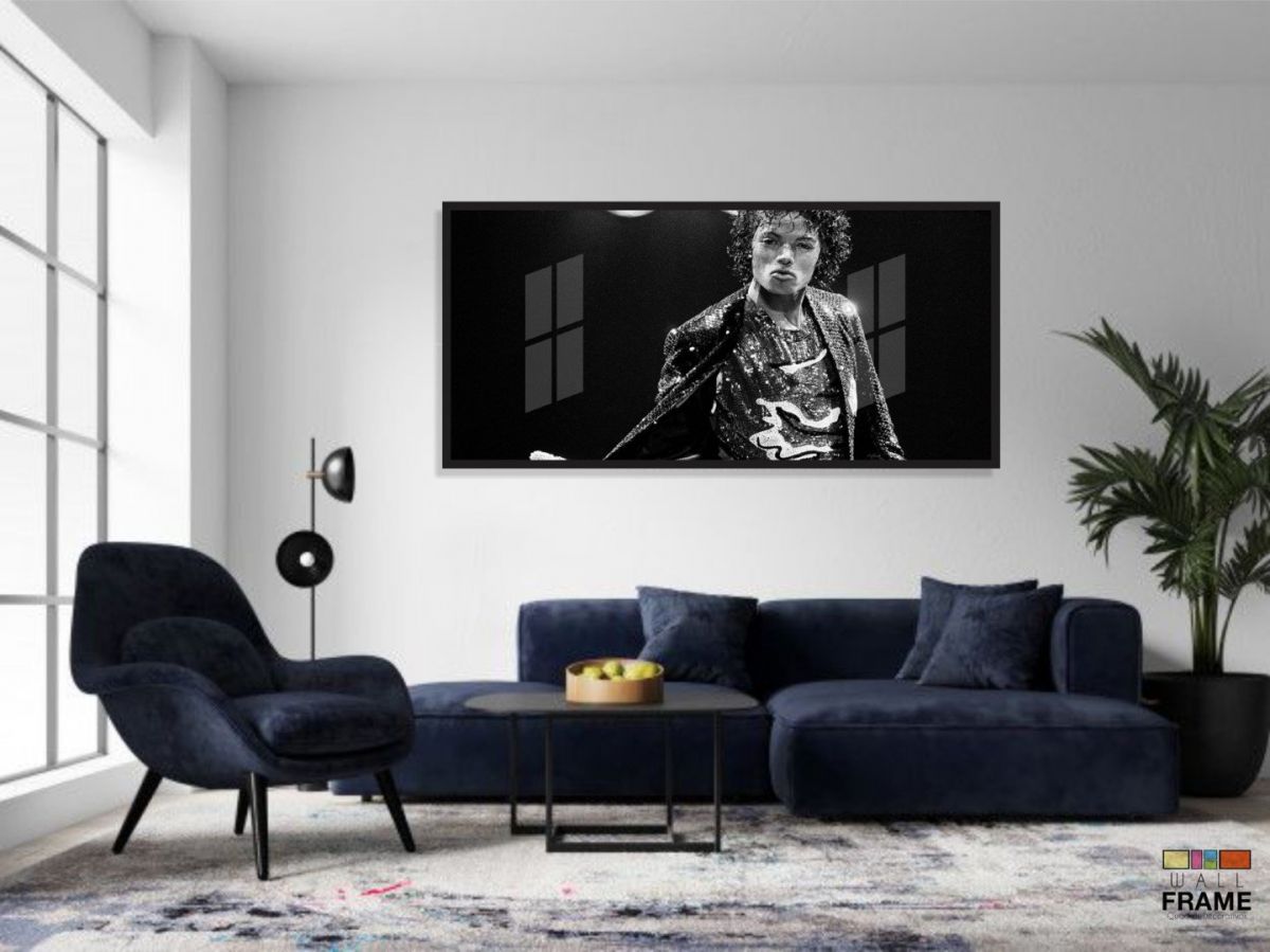 Quadro Decorativo Michael Jackson Sala 130x60 Moldura Preta 2x2 Imagem 4