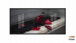 Quadro Decorativo Piano Rosa Vermelha 130x60 Moldura Preta 2x2