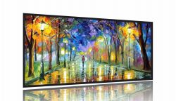 Quadro Decorativo Pintura Mosaico 130x60 Moldura Preta 2x2