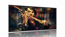 Quadro Sherlock Holmes E Violino Art 130x60 Moldura Preta 2x2