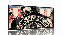 Quadro Sons Of Anarchy Séries Decorativo Em Tecido 130x60 Moldura Preta 2x2