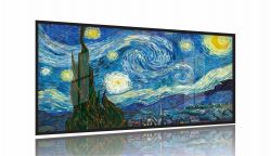 Quadro Van Gogh Noite Estrelada Decorativo Para Sala130x60 Moldura Preta 2x2