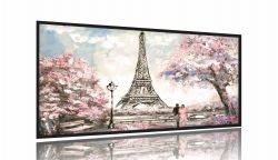 Quadros Decorativos Torre Eiffel Paris Sala Quarto 130x60 Moldura Preta 2x2