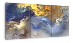 Conjunto Quadro Nuvens Abstratas Artístico Deisgn 60x120
