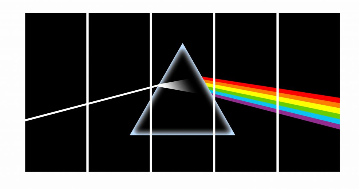 Quadro Decorativo Logo Pink Floyd 5 pç  140x65 em tecido Imagem 1